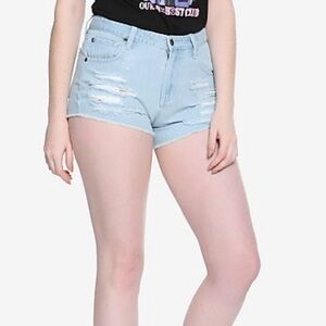 BLACKHEART INDIGO DESTRUCTED HIGH-RISE SHORTS